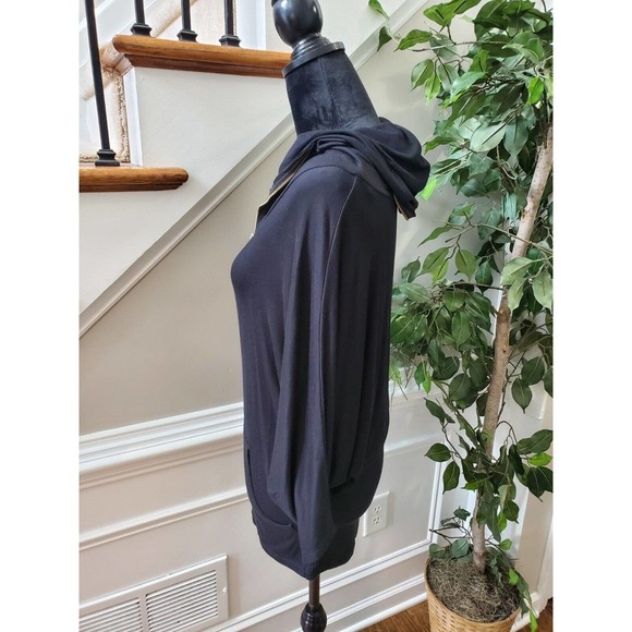 Papaya Women's Black Rayon Long Sleeve Half Zip Front Casual Hoodie Size Small - Picture 6 of 10